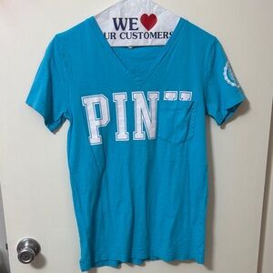 PINK Victoria's Secret Turquoise V-Neck Tee